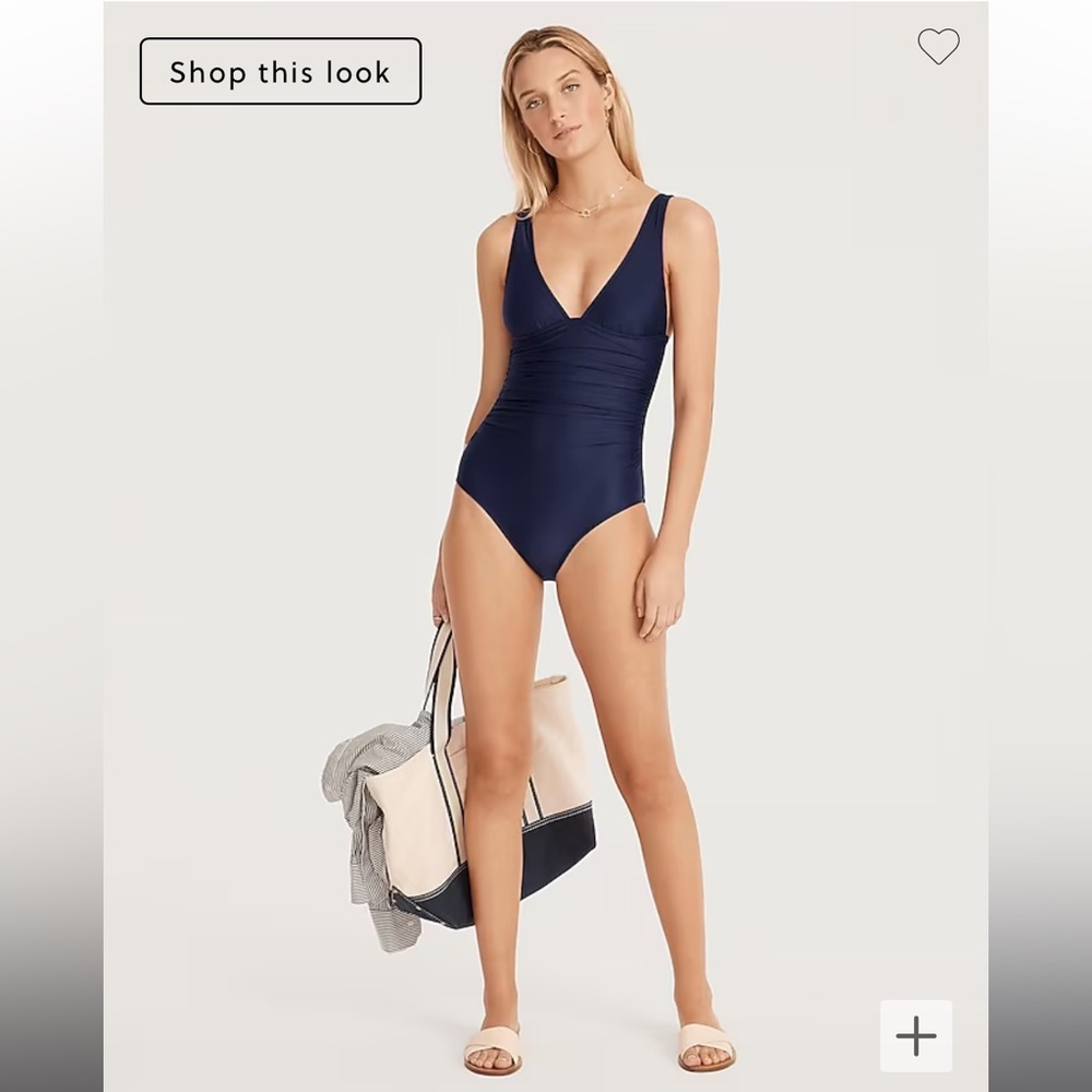 J. Crew Ruched V-neck one-piece